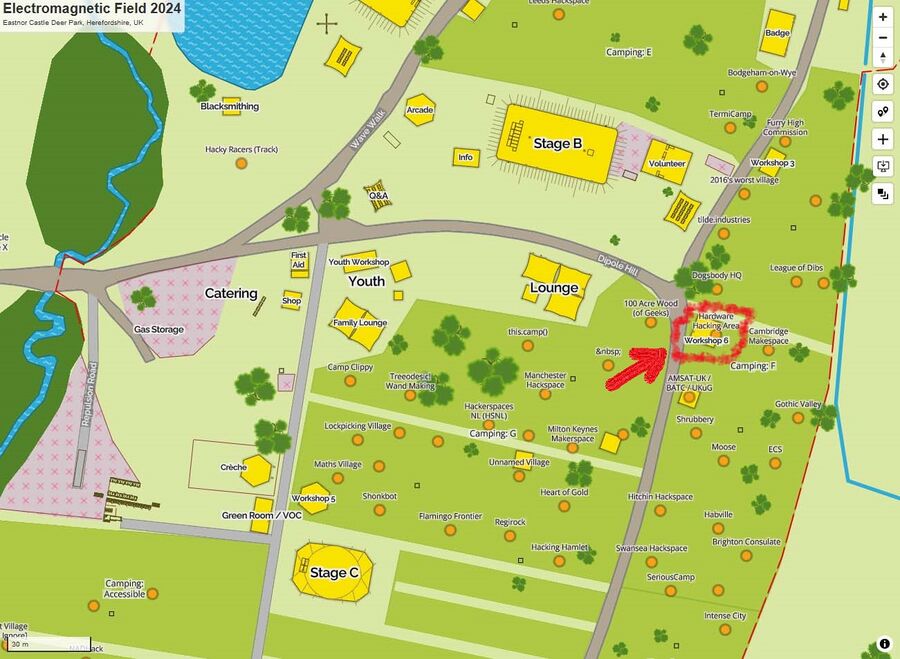 Location of Hardware Hacking Area (at Workshop 6 tent)